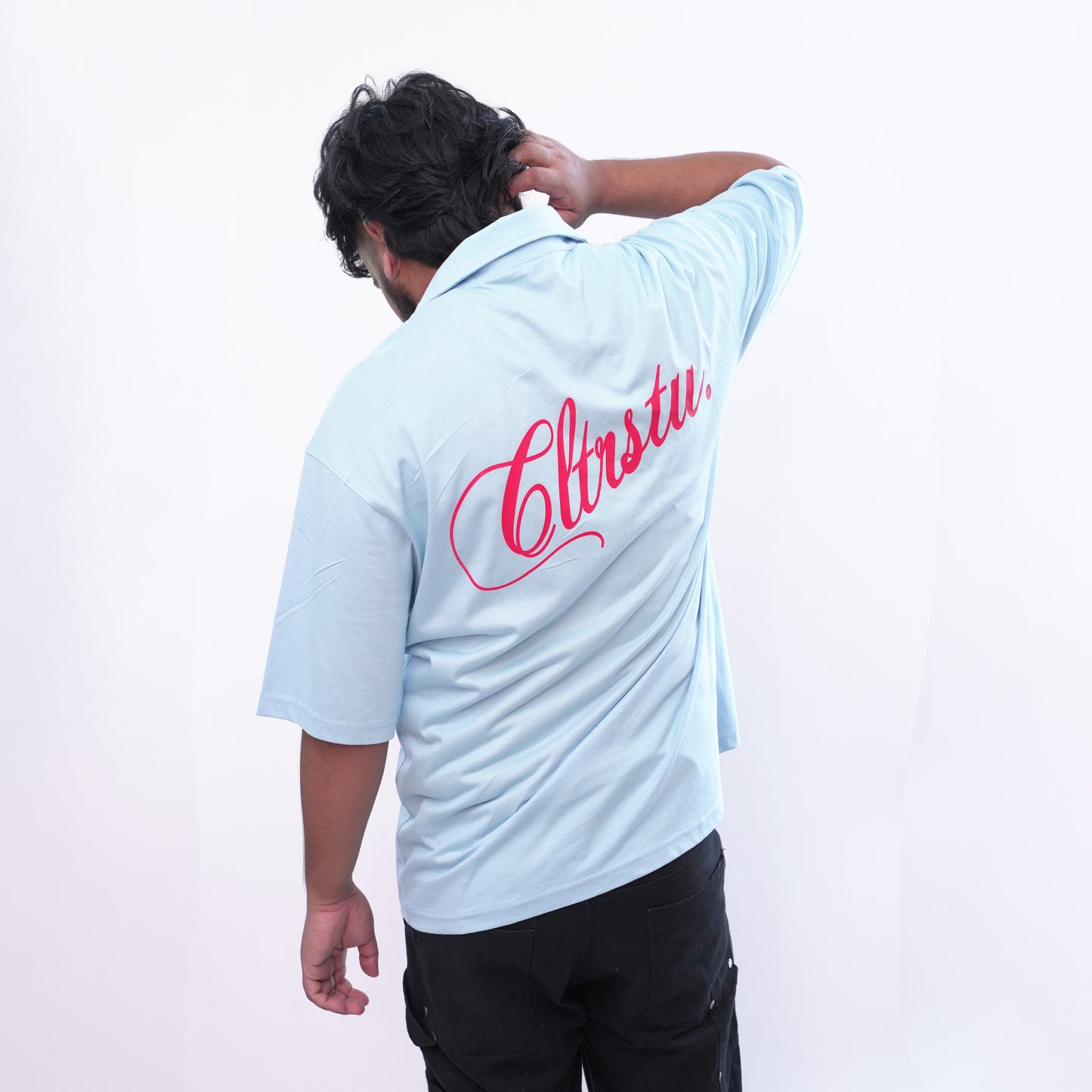 BLUE NON-STRIPED BOWLING SHIRT