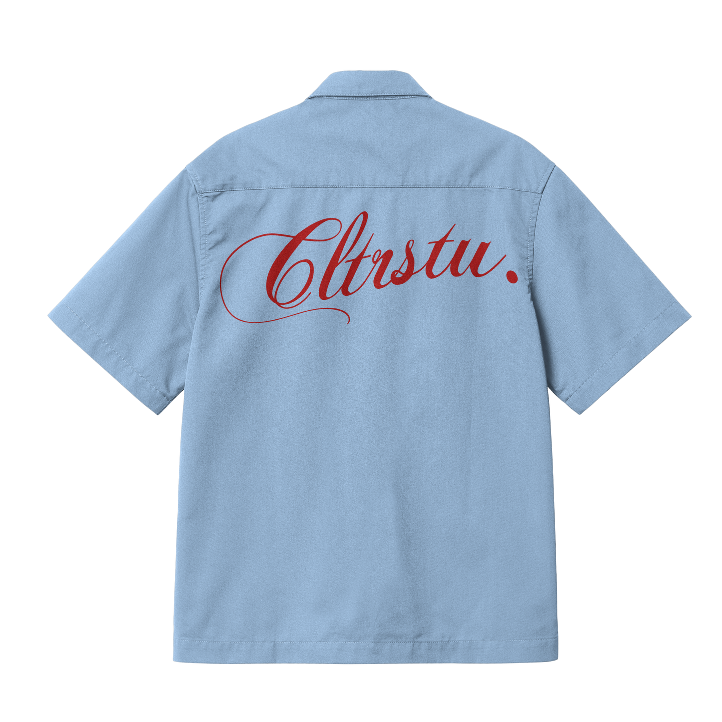 BLUE NON-STRIPED BOWLING SHIRT