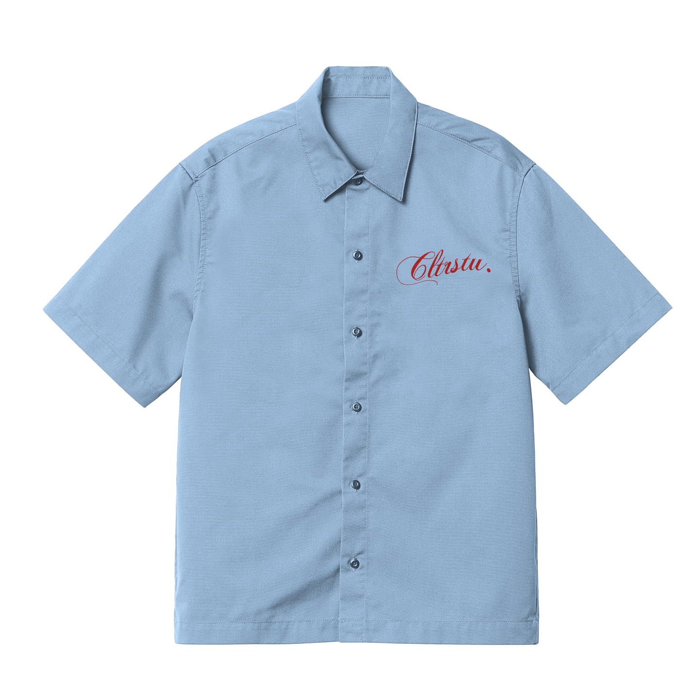 BLUE NON-STRIPED BOWLING SHIRT