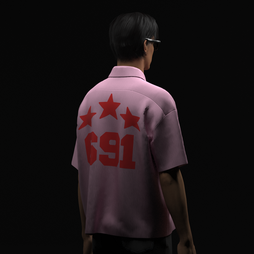 SIX91 BOWLING SHIRT- BABY PINK