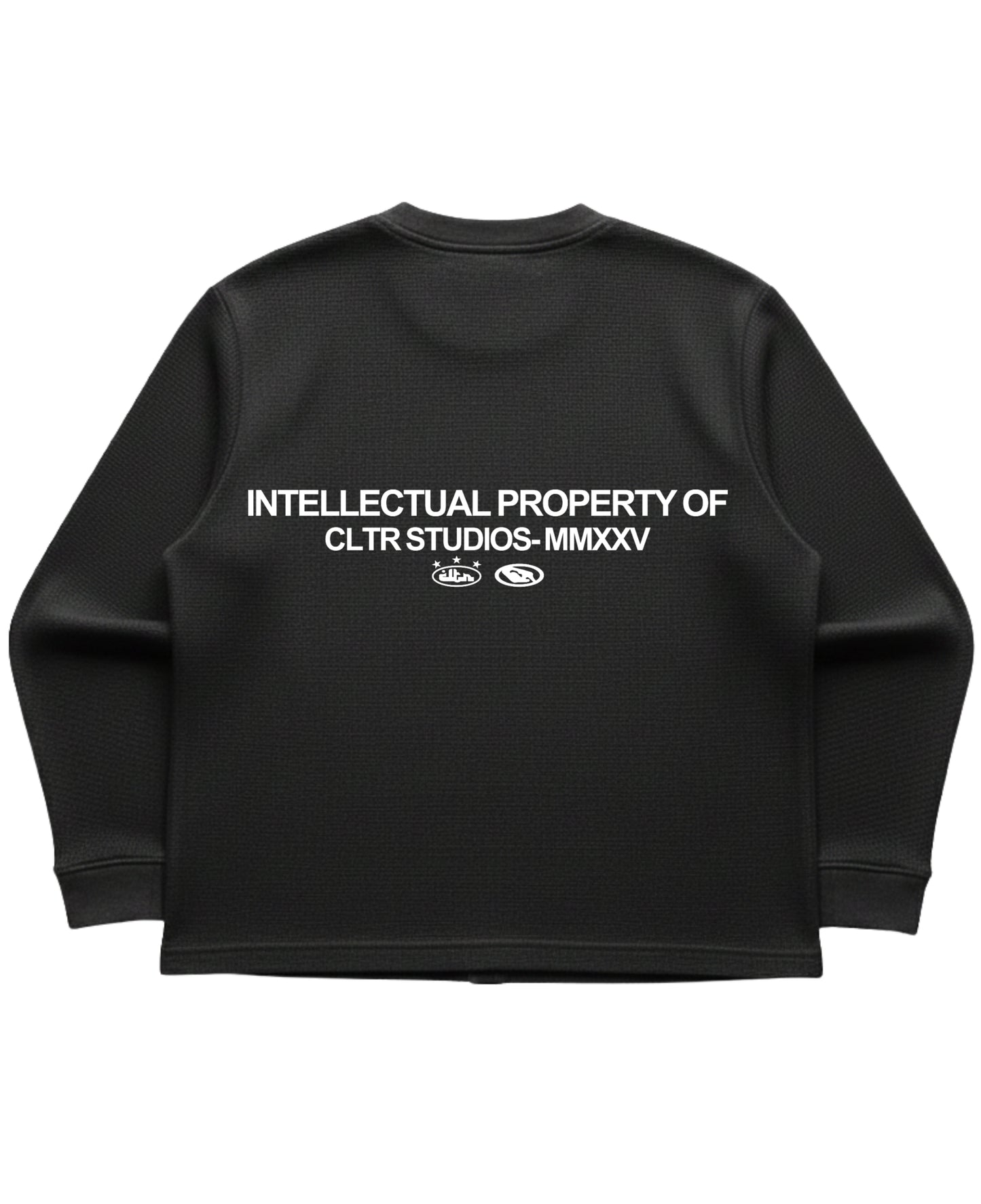 Black waffle knit oversized full-sleeve Back Design