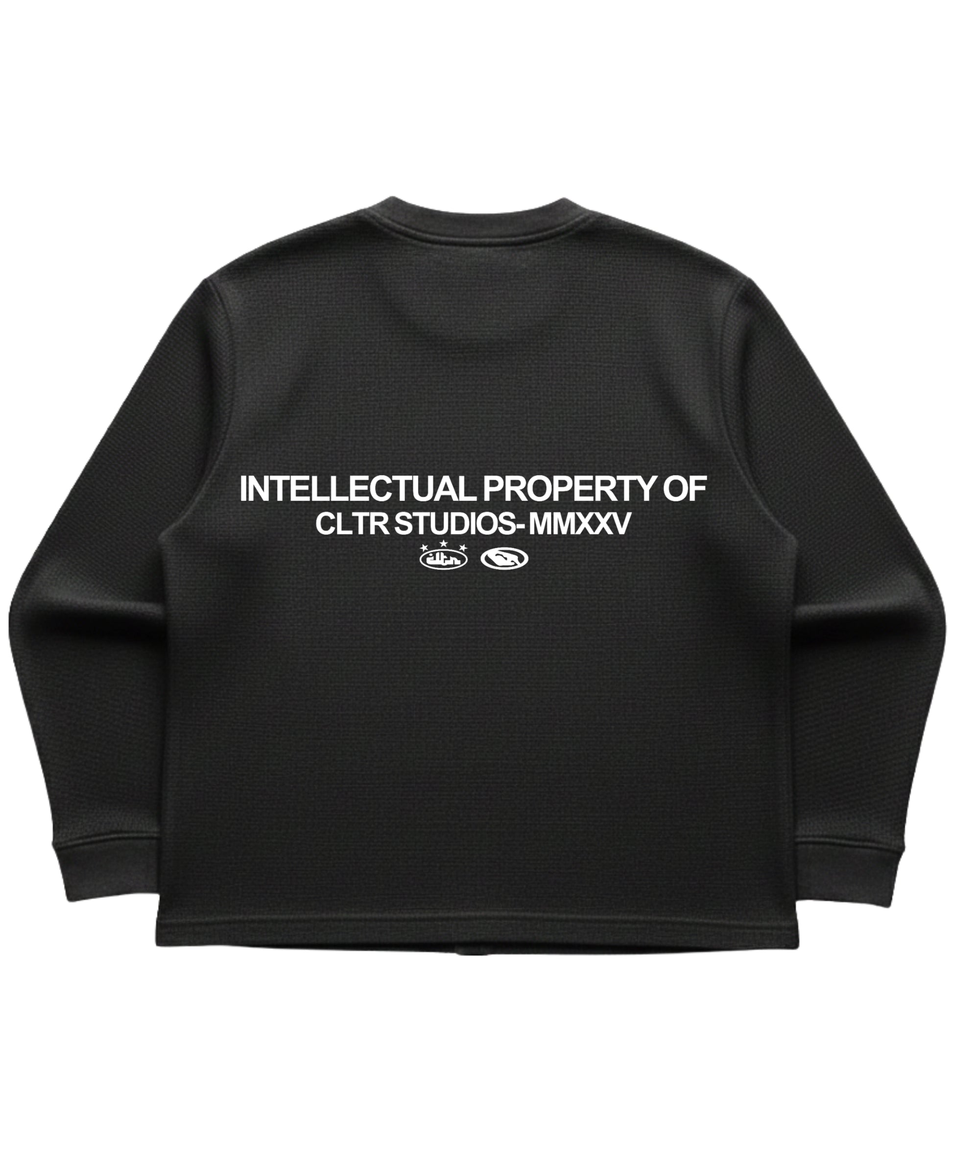 Black waffle knit oversized full-sleeve Back Design