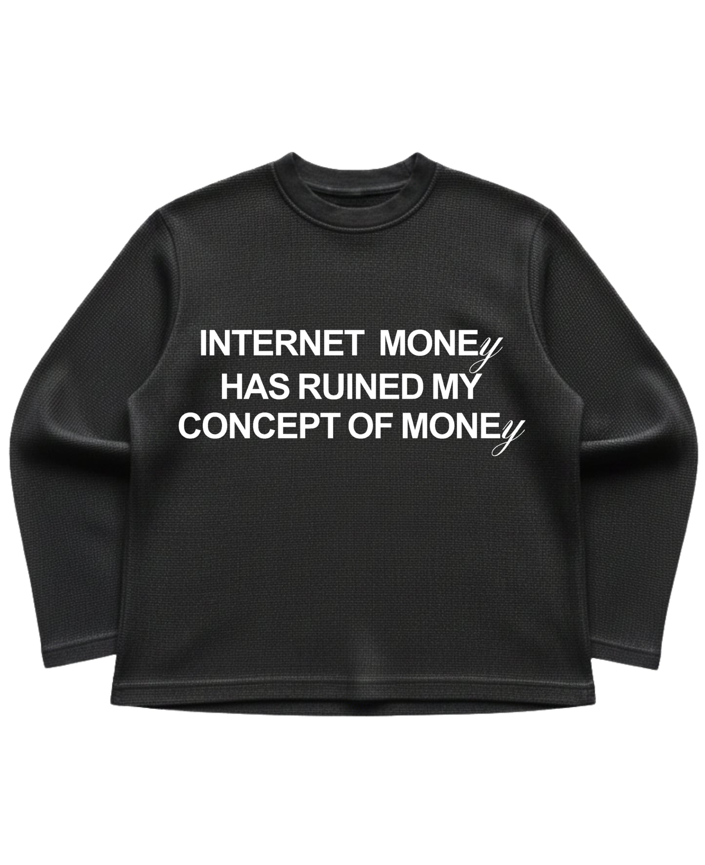 Black waffle knit oversized full-sleeve Front Design