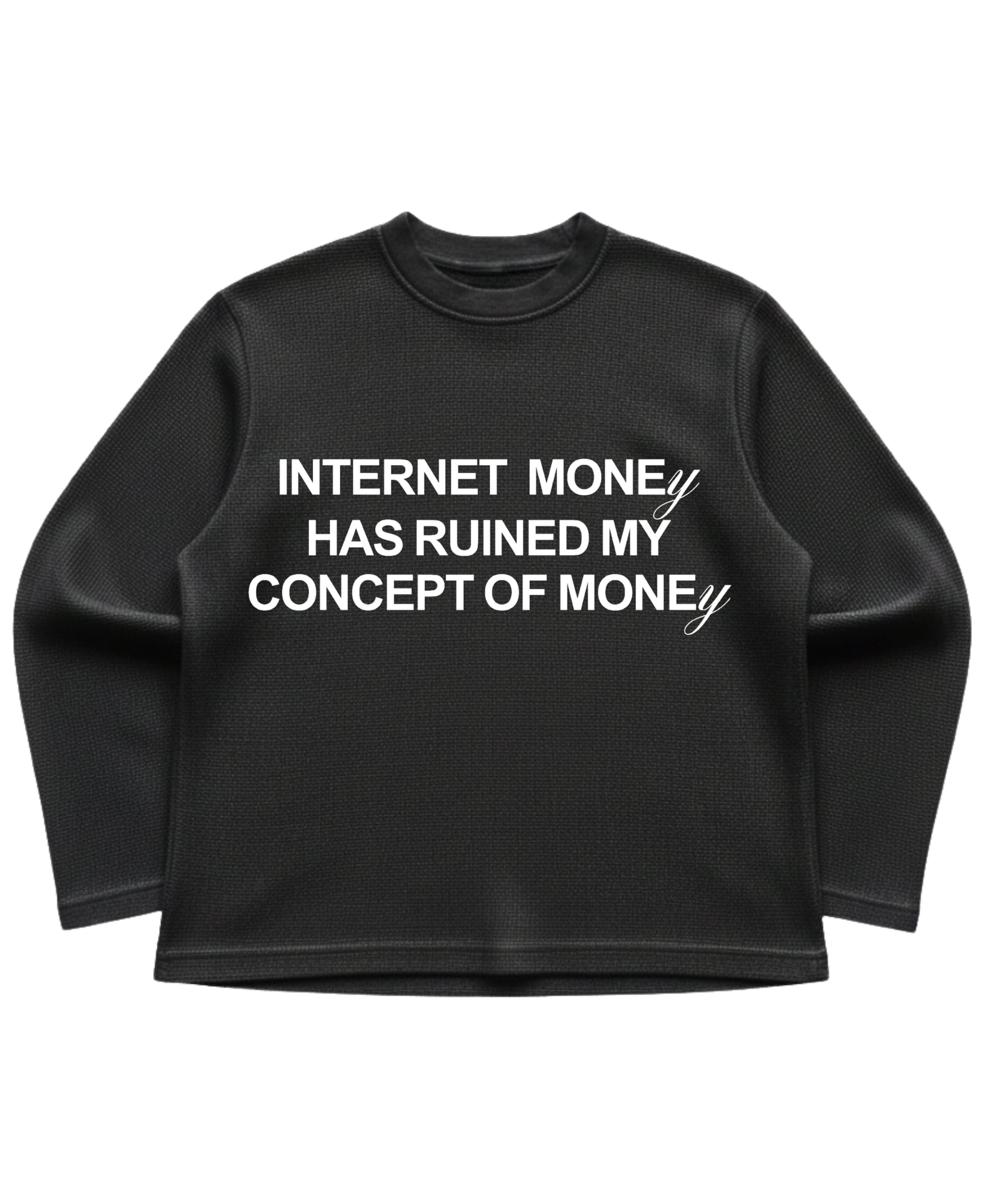 Black waffle knit oversized full-sleeve Front Design