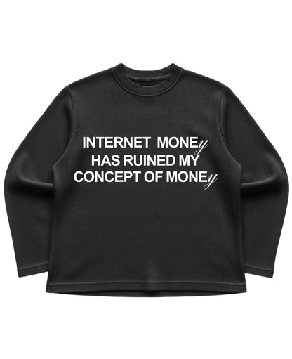 Black waffle knit oversized full-sleeve Front Design