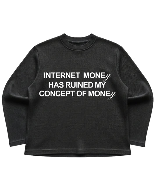 Black waffle knit oversized full-sleeve Front Design